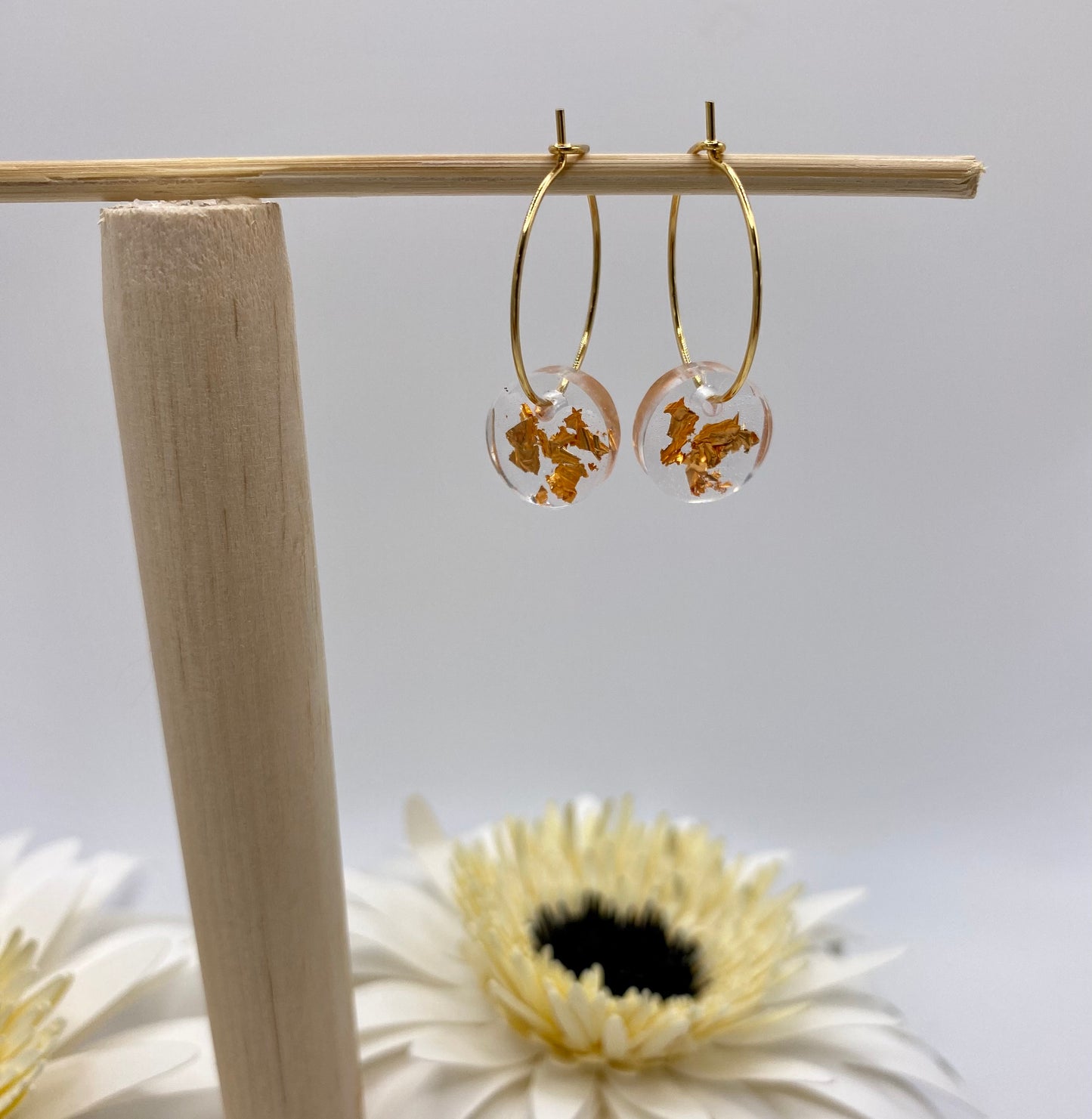 Copper Foil Small Disk on Small Gold Hoop