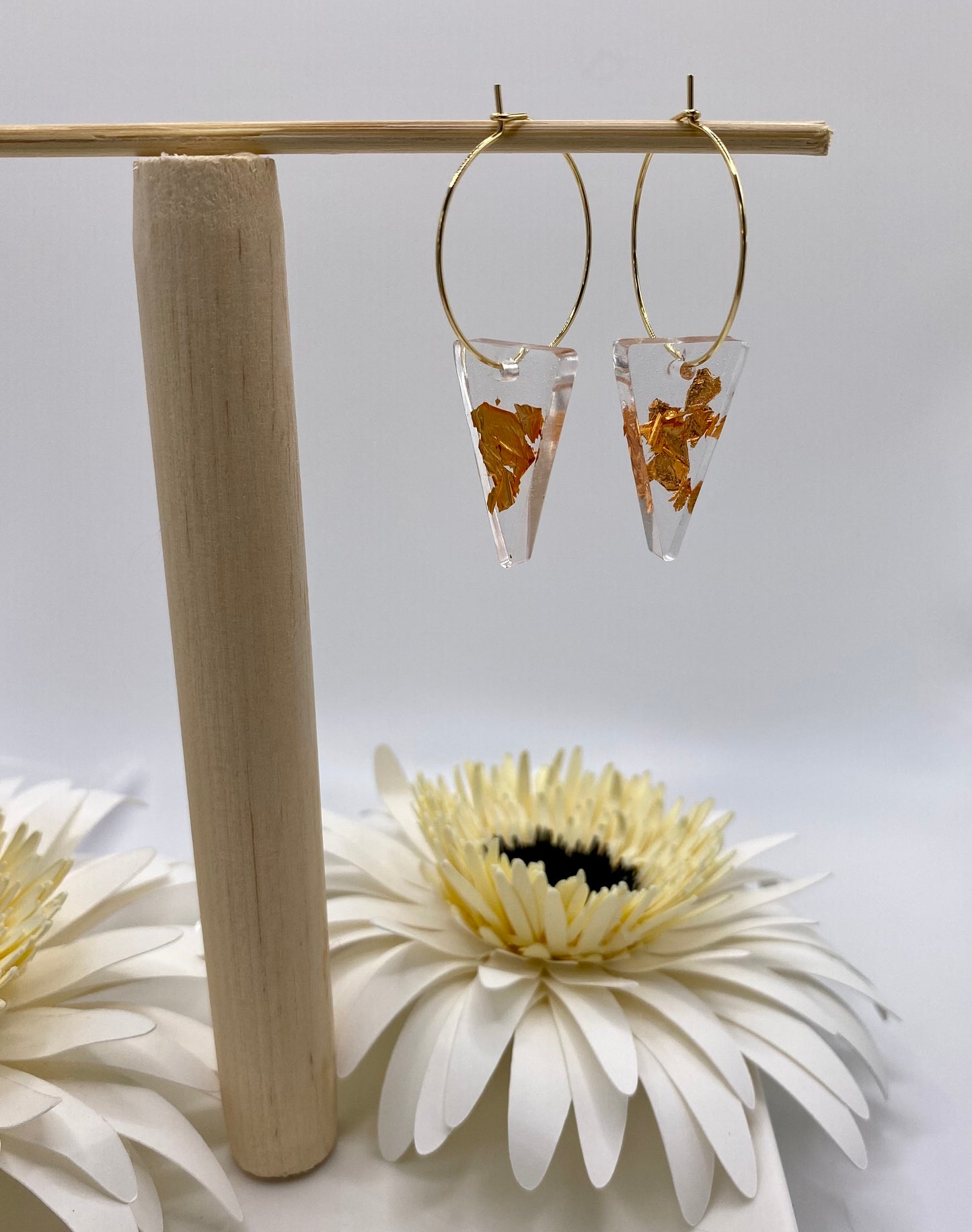 Resin Copper Foil medium Reverse Triangle on Medium Gold Hoop