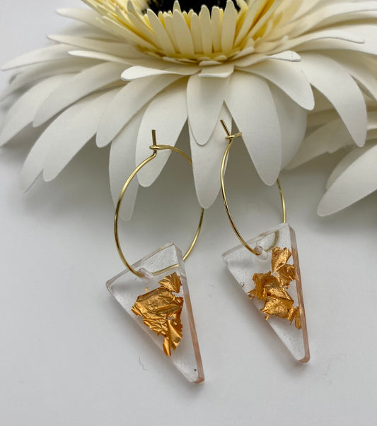 Resin Copper Foil medium Reverse Triangle on Medium Gold Hoop